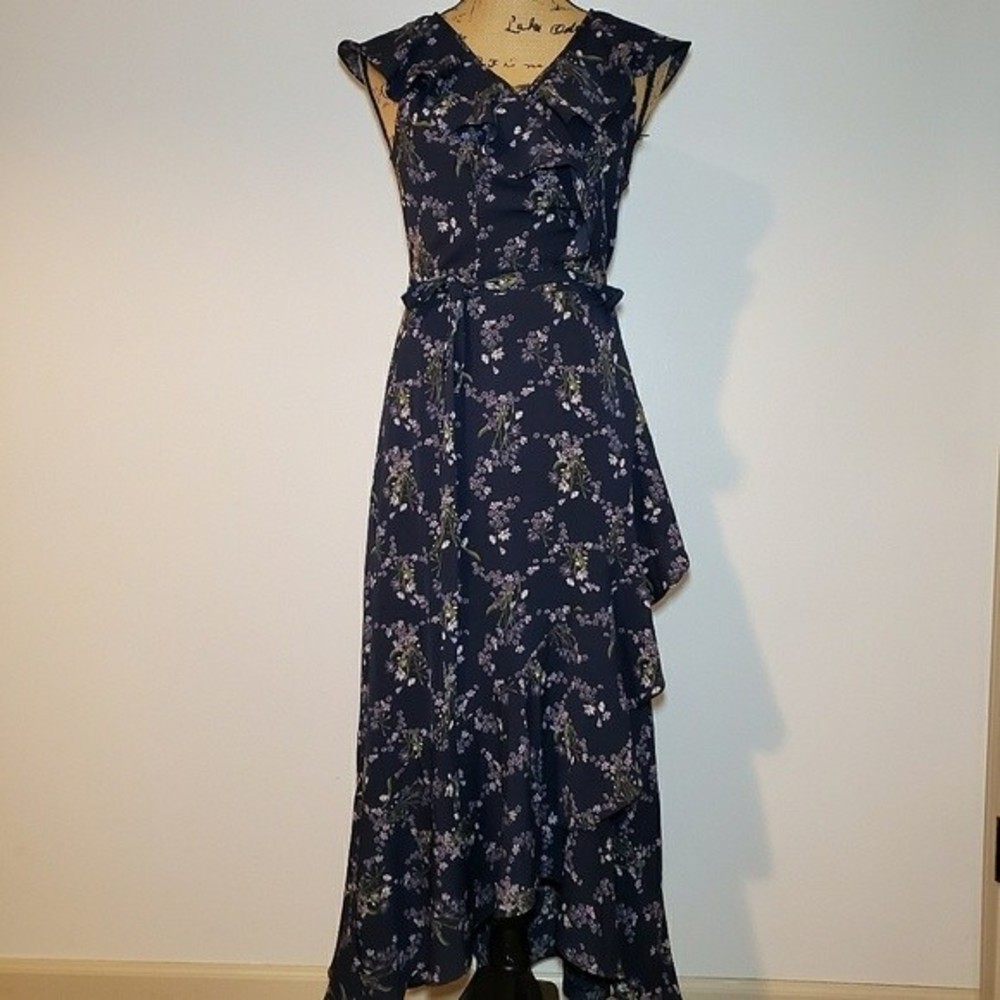 Max Studio Ruffle Detail Wrap Midi Press